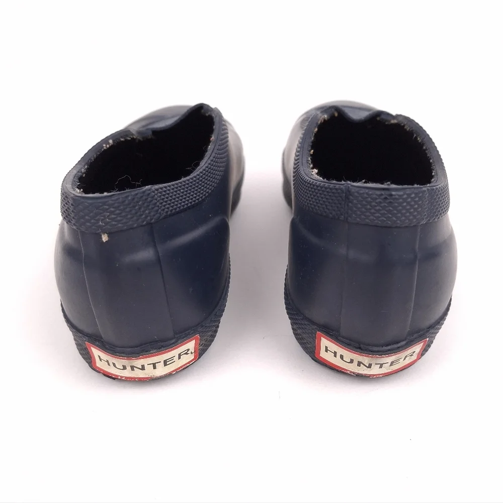Hunter kids Plimsoll slip on rain shoes waterproof rubber outdoor navy blue